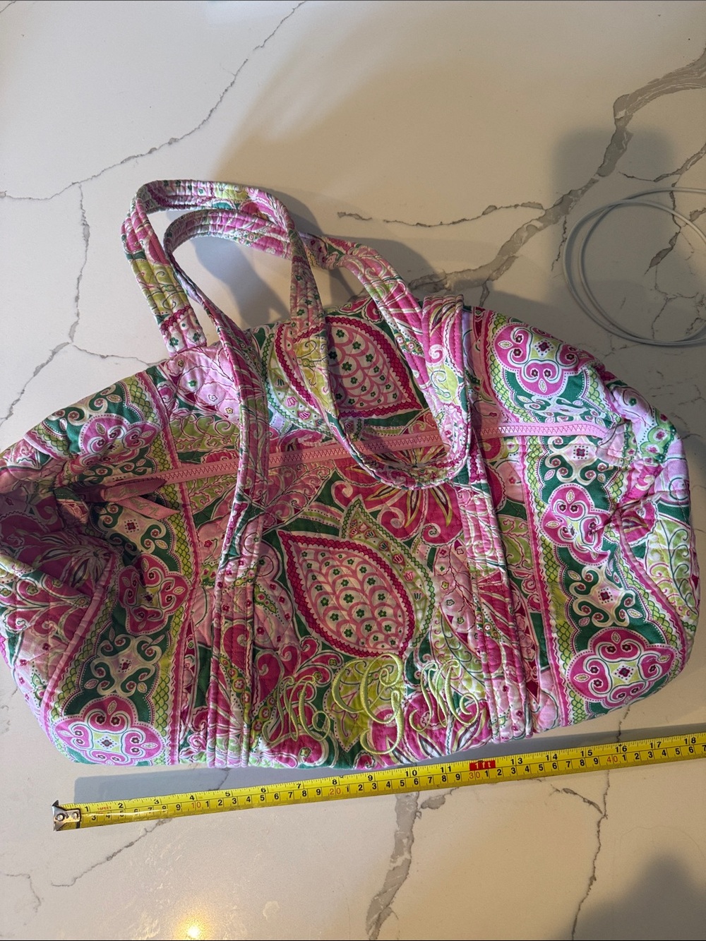 Vera Bradley Pink Paisley Quilted Tote Bag - Floral Pattern MGM - Picture 8 of 8
